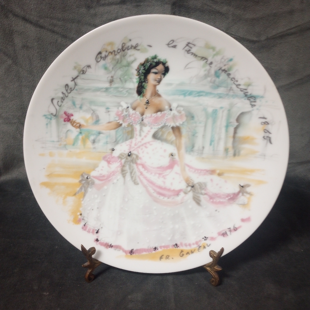 Vintage D'arceau Limoges Scarlet in Crinoline - The Inaccessible Woman 1865 EUC
